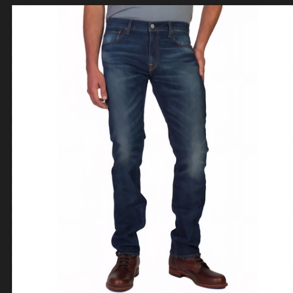 Ace Rivington P51 Athletic Tapered Candiani Fly Button Jeans W36 Dark Blue